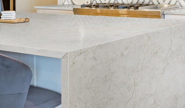 Quartz Waterfall edge countertop