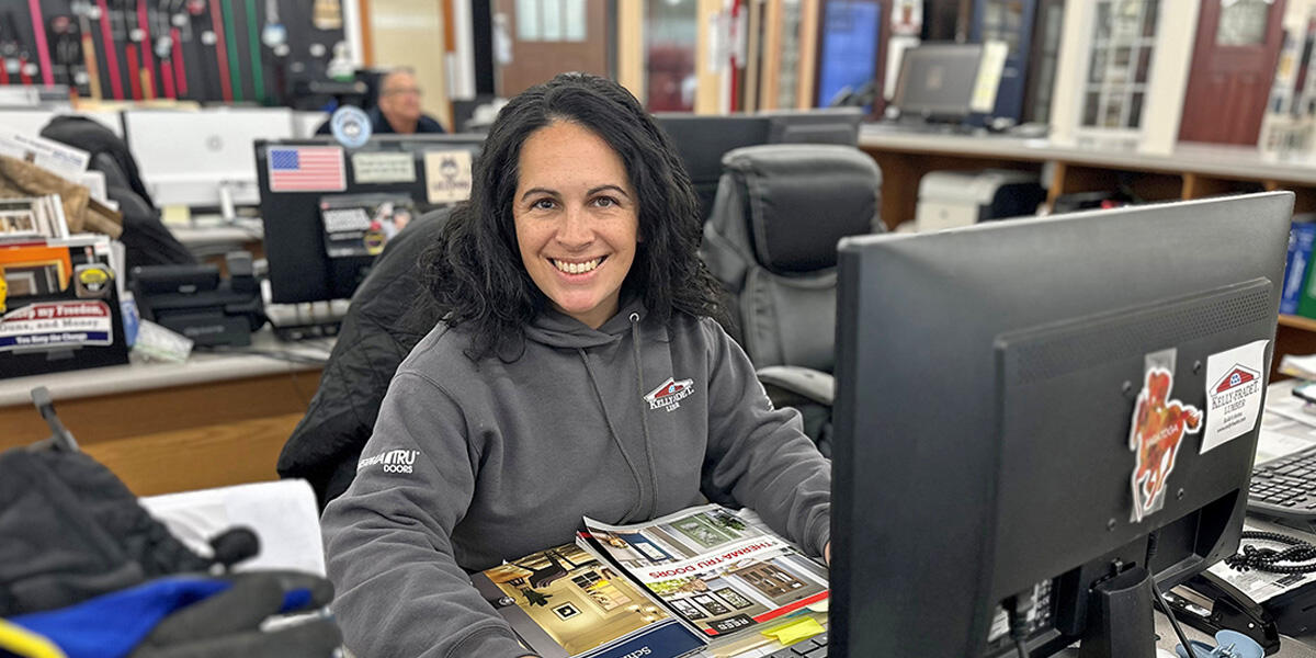 team member at her desk