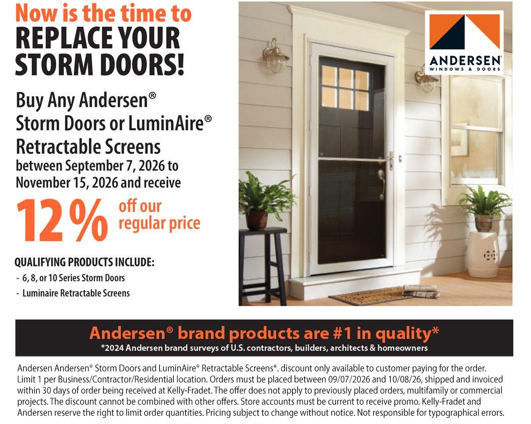 Andersen Replacement Storm Doors September 2026 Promo