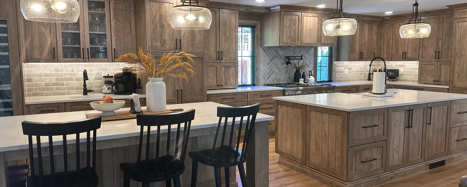 Kitchen with cabinetry and countertops available from Kelly-Fradet